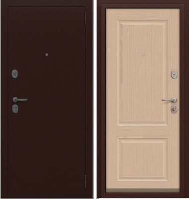 Дверь Браво Север-7 Антик Медный/Бежевый клен